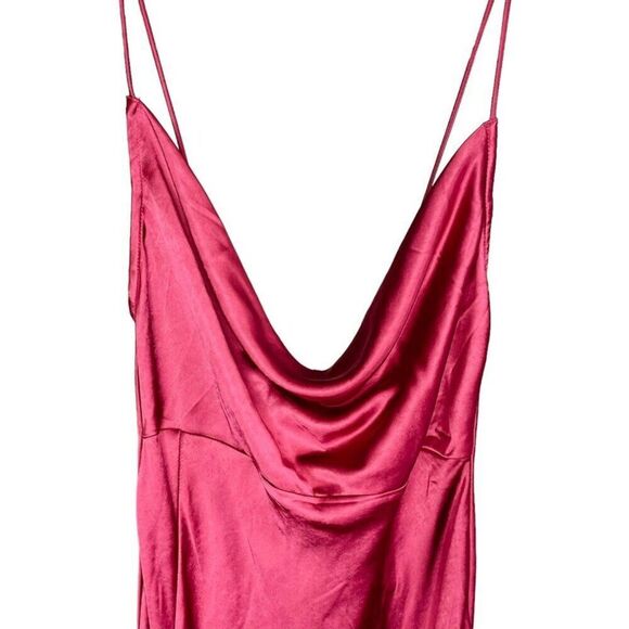 Lioness | Walk The Line Magenta Satin Cowl Neck Maxi Dress Size M | NWT - Picture 4 of 12